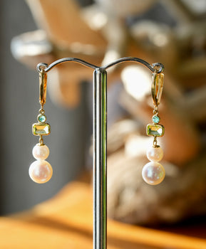 Gourd Pearl Earrings 14K Gold Natural Pearl #1652-1