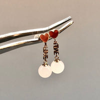 18k White Jade LOVE Earrings #2016