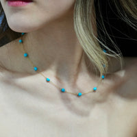 Turquoise Starry Beaded Necklace #2664