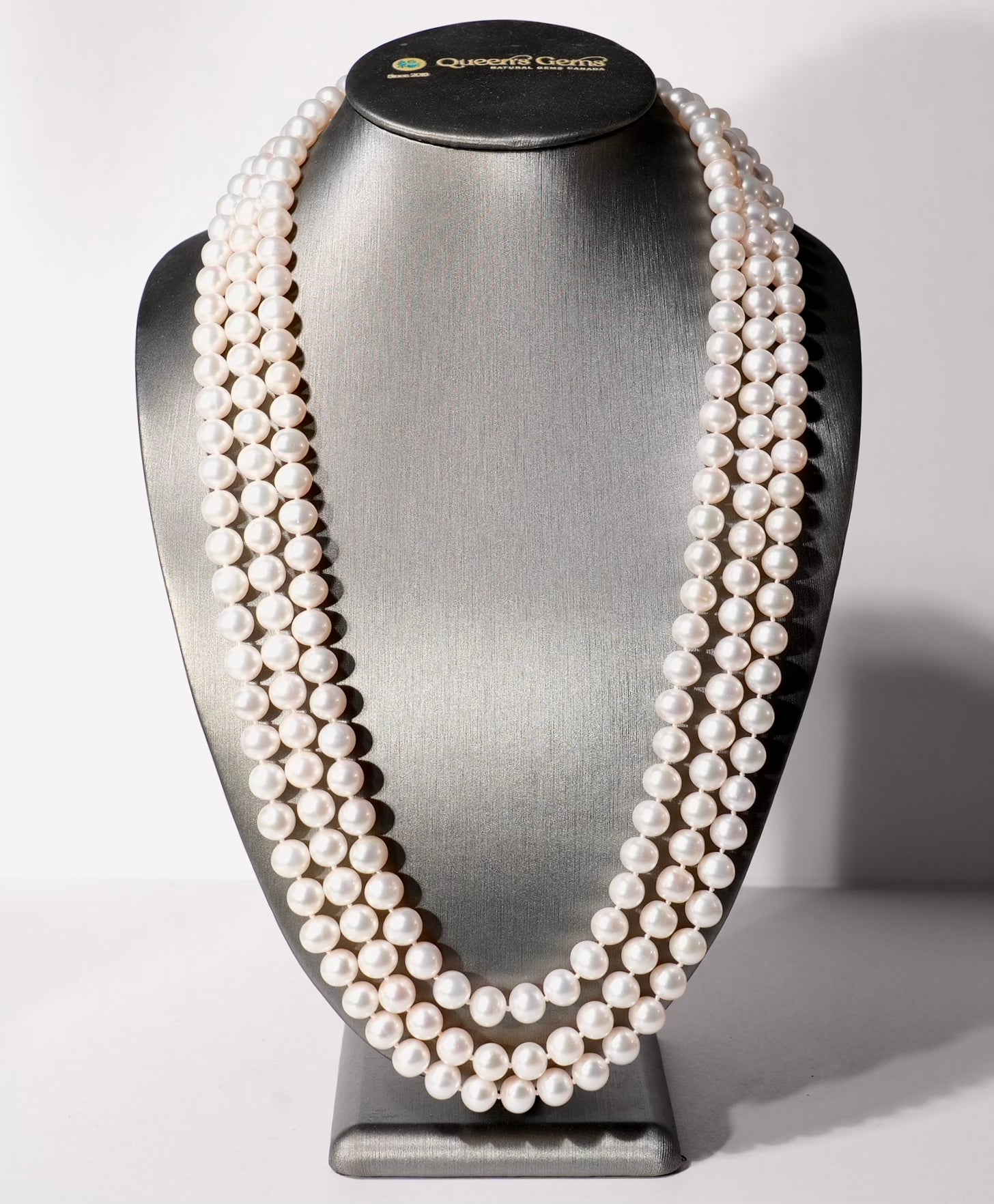 7-8.5mm Three Strands Freshwater Pearl Necklace #1598