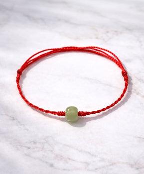 Hetian Jade Bracelet Eternal Fortune Red Cord 7mm Natural Jade #1522