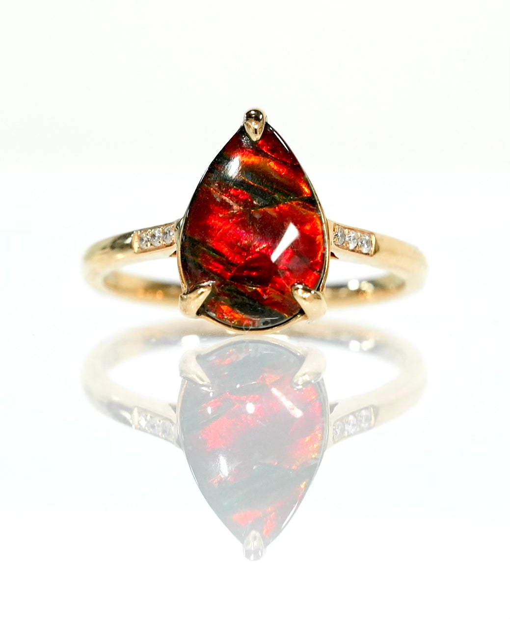 18k Ammolite Diamond Ring #2096