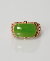 Siberian Jade Diamond Ring 18K Gold Natural Jade #1907