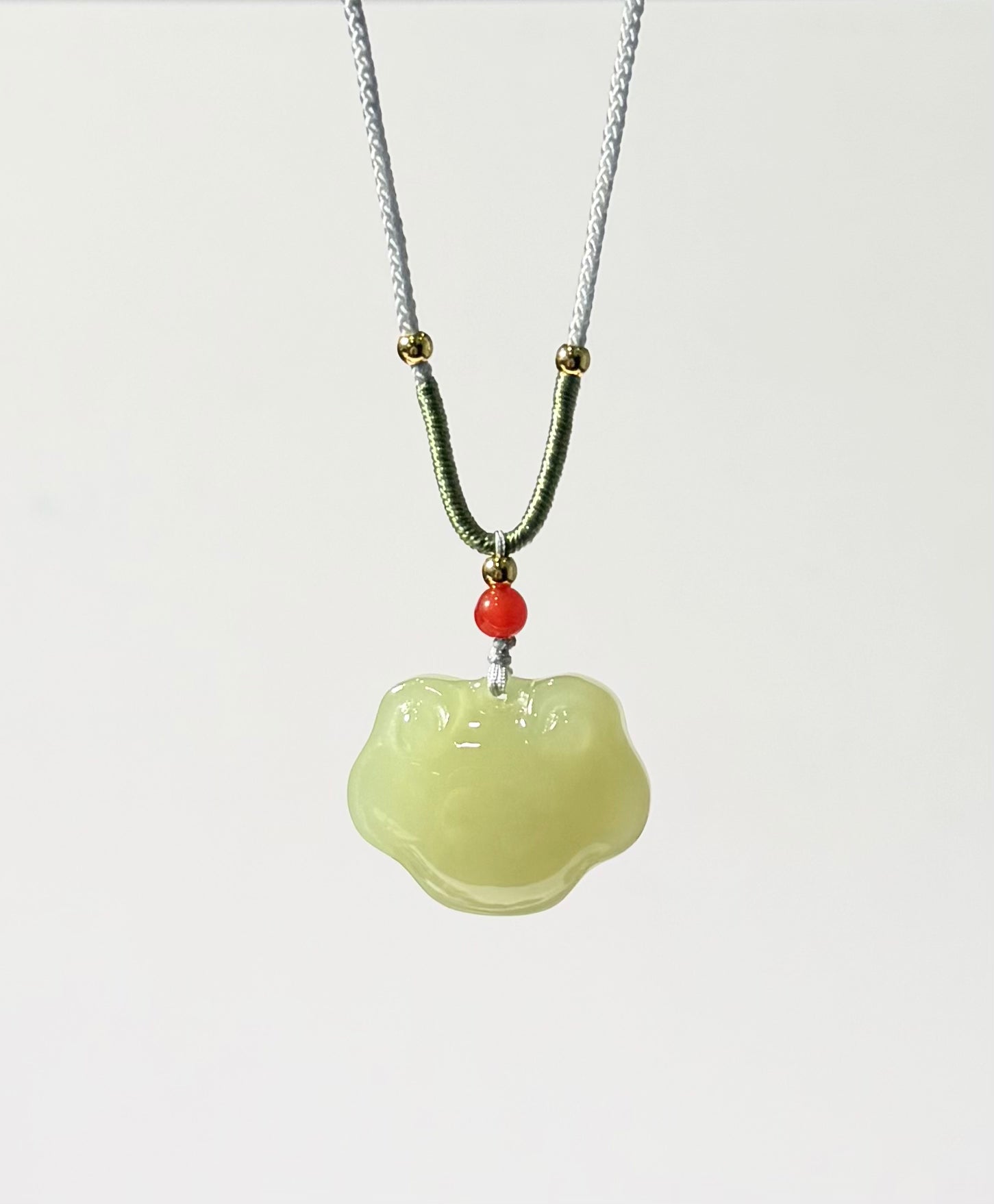 Hetian Jade Longevity Lock Ruyi Pendant Natural Jade 19mm #1541