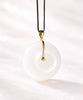 White Jade Donut Pendant PI Harmony Peace Buckle Ping An Kou 18K Gold Natural Jade #1509