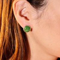 CANADIAN JADE ROUND EARRINGS  #1082