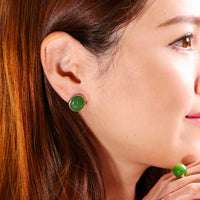 CANADIAN JADE ROUND EARRINGS  #1082