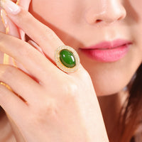 18K Siberian Jade Diamond Ring #2254