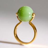 18K 14mm Lucky Bead Jade Ring #2895