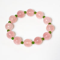 Spring Bloom Polar Jade Rose Quartz Pink Crystal Bracelet #3063