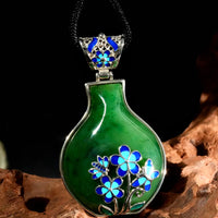 Inlay Enamel Flower Vase Pendant #1781