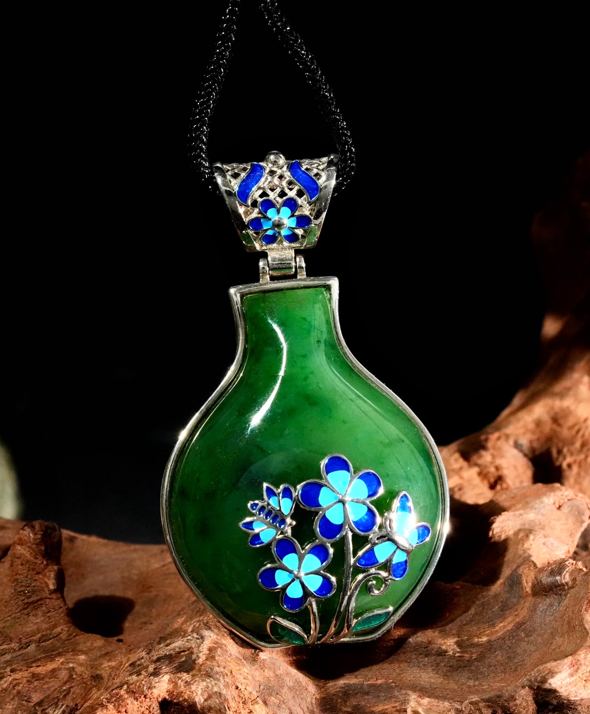 Inlay Enamel Flower Vase Pendant #1781