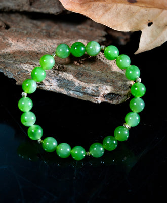 14k 8mm Polar Jade Beaded Bracelet #2586