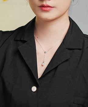 White Jade Bead Necklace 14K Gold Natural Jade #2236