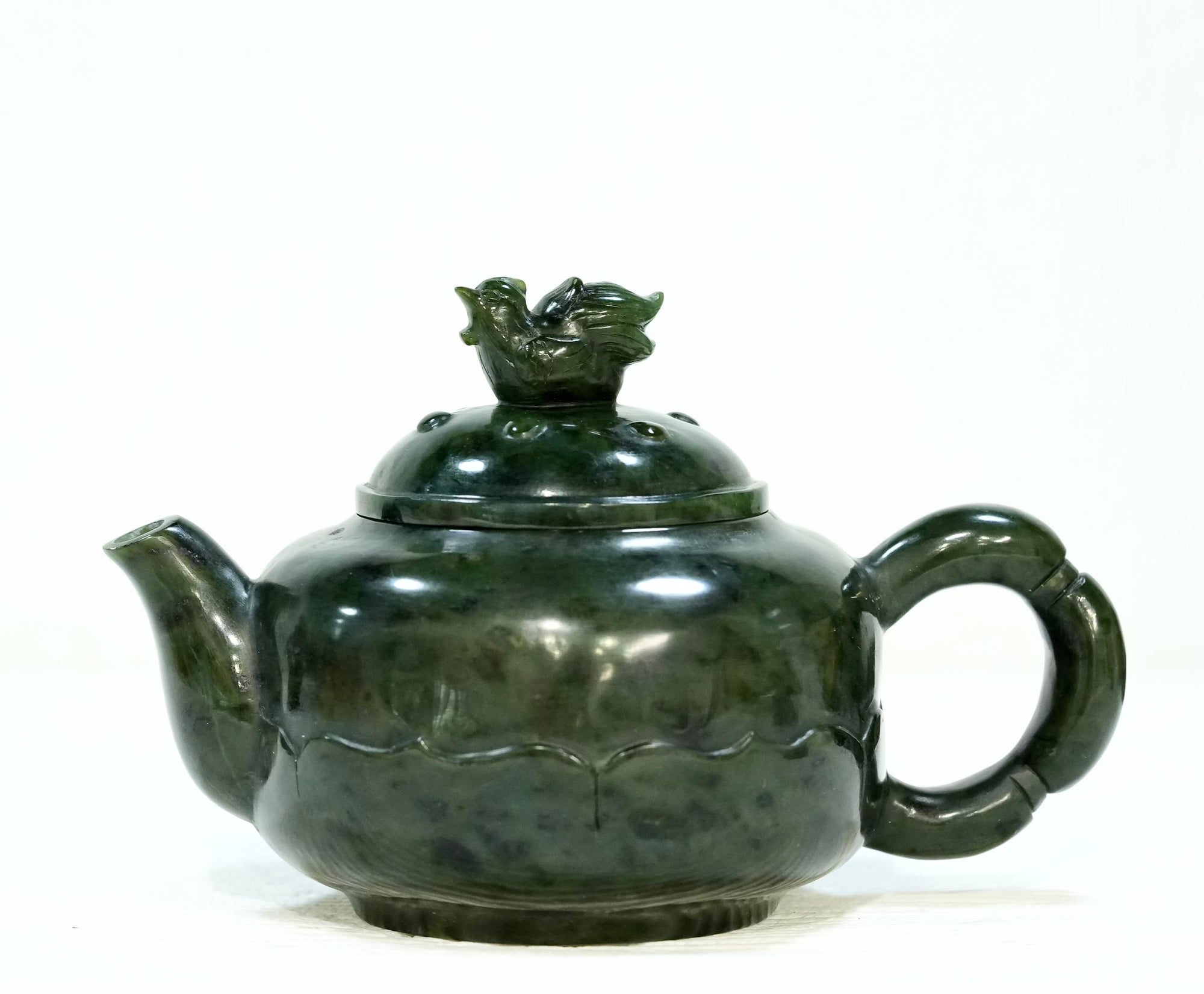 Master-Carved Canadian Jade Rooster of Fortune Teapot #2982