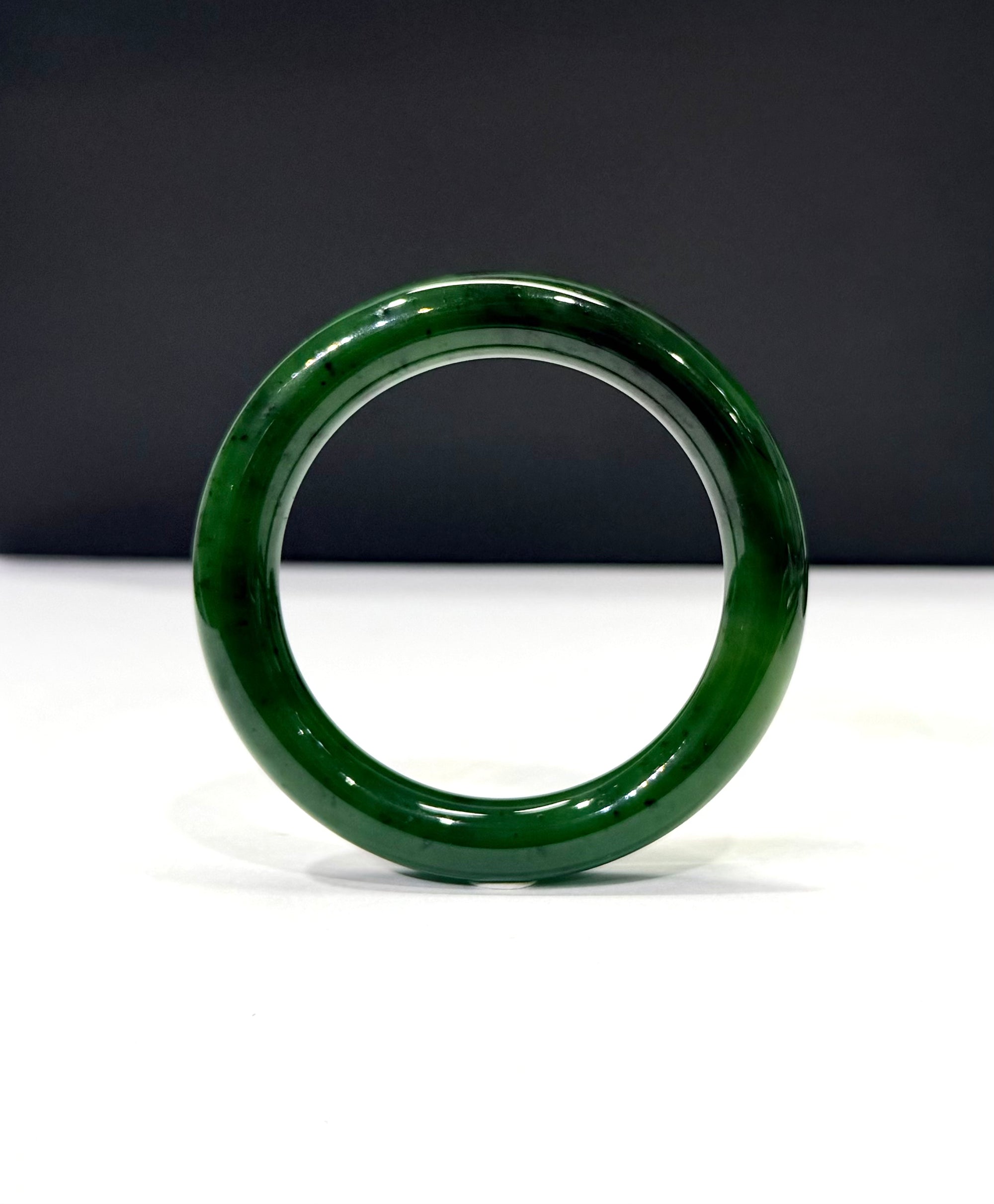 Siberian Jade Round Bangle Natural Jade Bracelet 51.5mm #1419