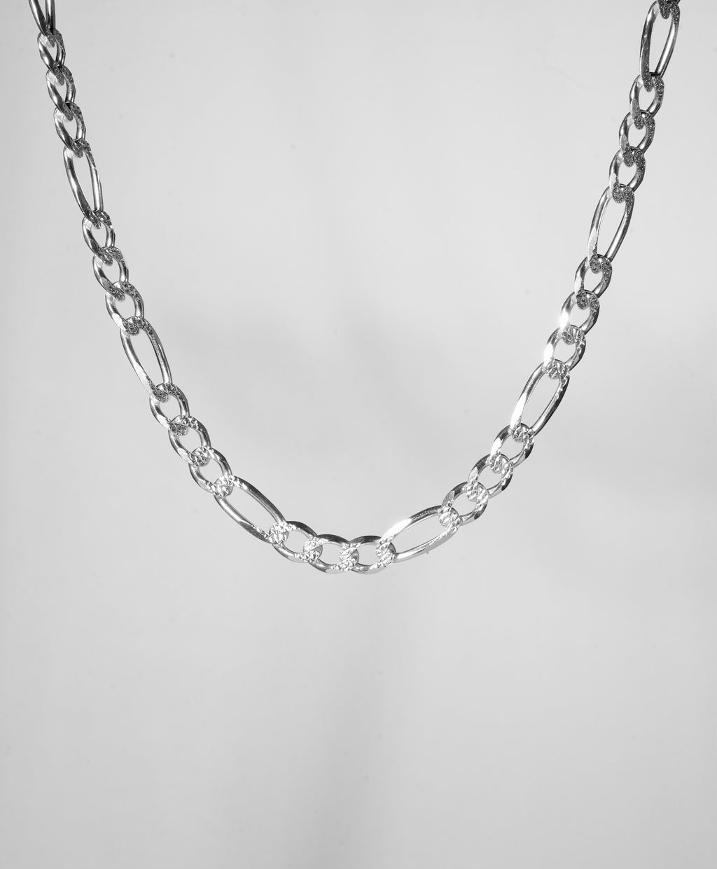 20" Figaro Pave 925 Sterling Silver Chain #1