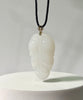 Siberian White Jade Mutton Fat Leaf Pendant Top Grade 18K Gold Natural Jade 54mm #3009