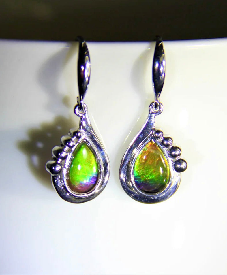 Ammolite Dangling Earrings #E166