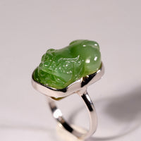 Good Fortune Jade Pixiu Ring #2024