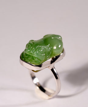Jade Pixiu Ring Good Fortune Natural Jade #2024