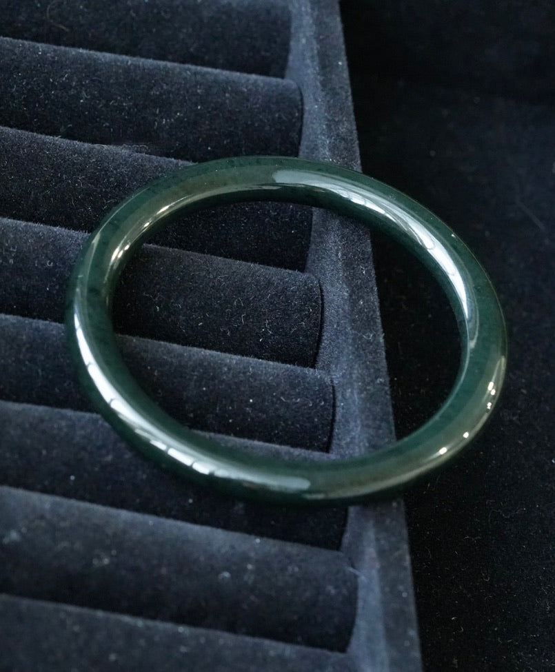 Dark Green Jade Bangle 7-8mm #1660
