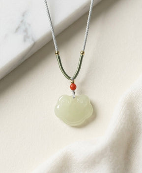 Hetian Jade Longevity Lock Ruyi Pendant Natural Jade 20mm #1540