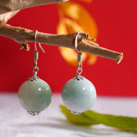 14mm Jadeite Ball Earrings #2523