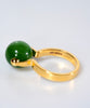 18K 12mm Lucky Bead Jade Ring #2894