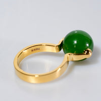 18K 12mm Lucky Bead Jade Ring #2894