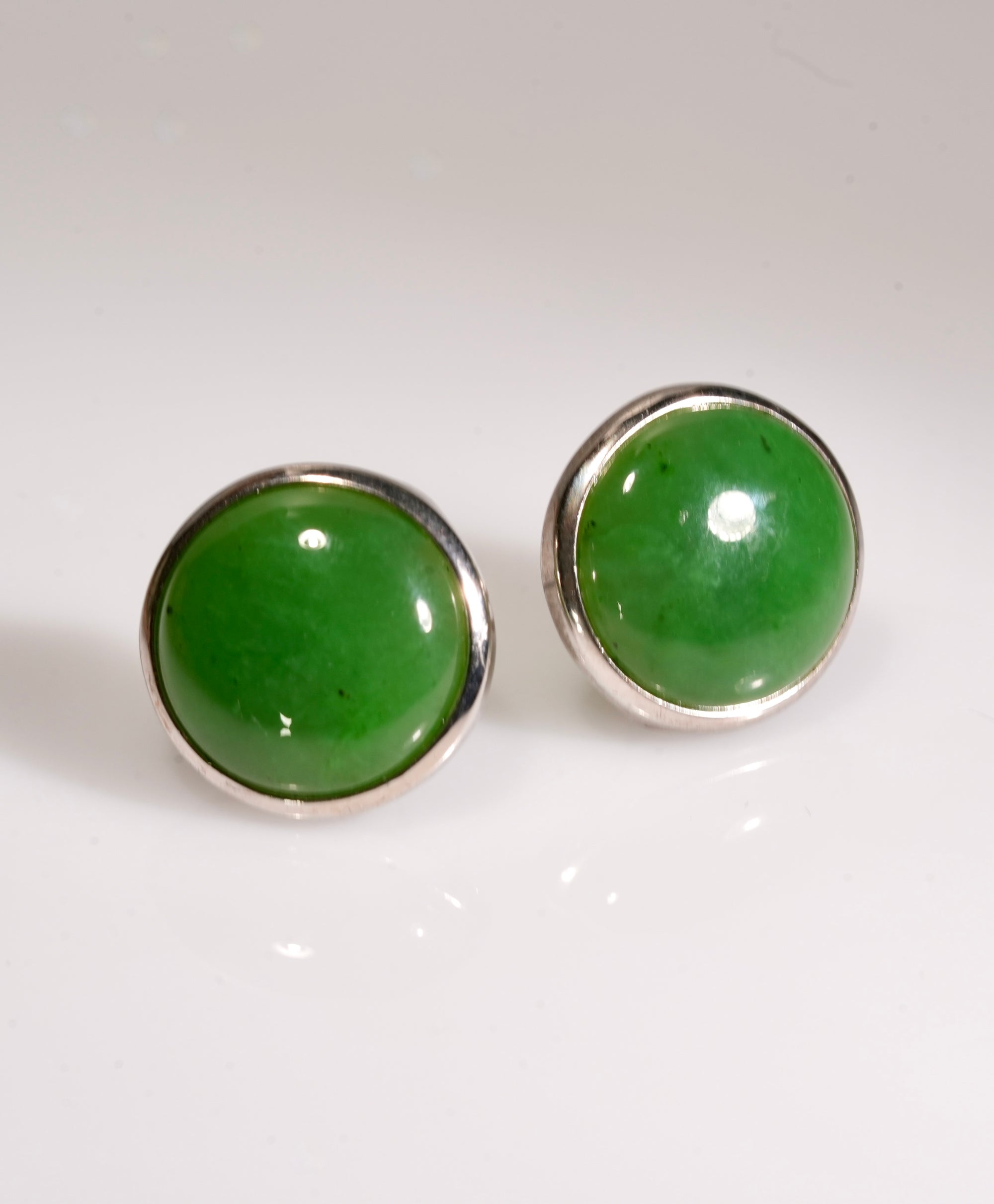 16mm Large Canadian Jade Round Earrings  #2251