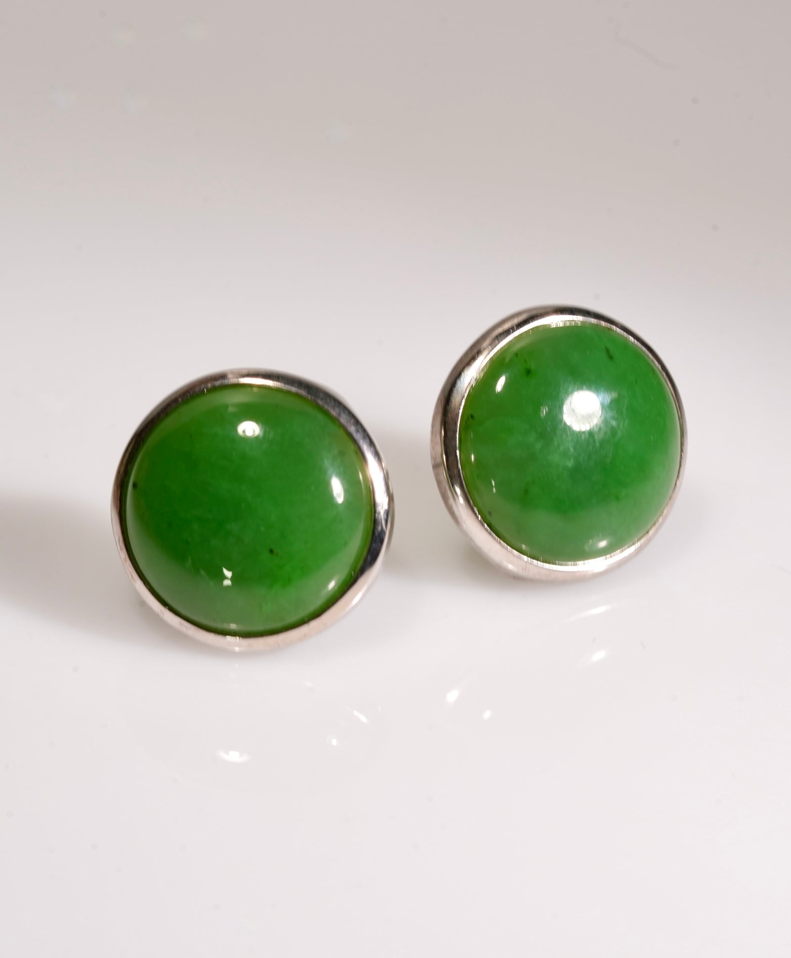 16mm Large Canadian Jade Round Earrings  #2251