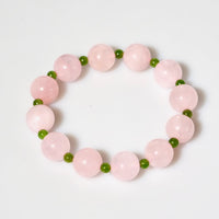 Spring Bloom Polar Jade Rose Quartz Pink Crystal Bracelet #3064