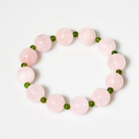 Spring Bloom Polar Jade Rose Quartz Pink Crystal Bracelet #3063