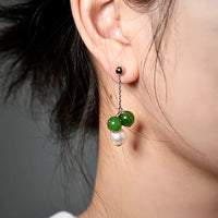 SIBERIAN JADE & AKOYA PEARL EARRINGS #1431