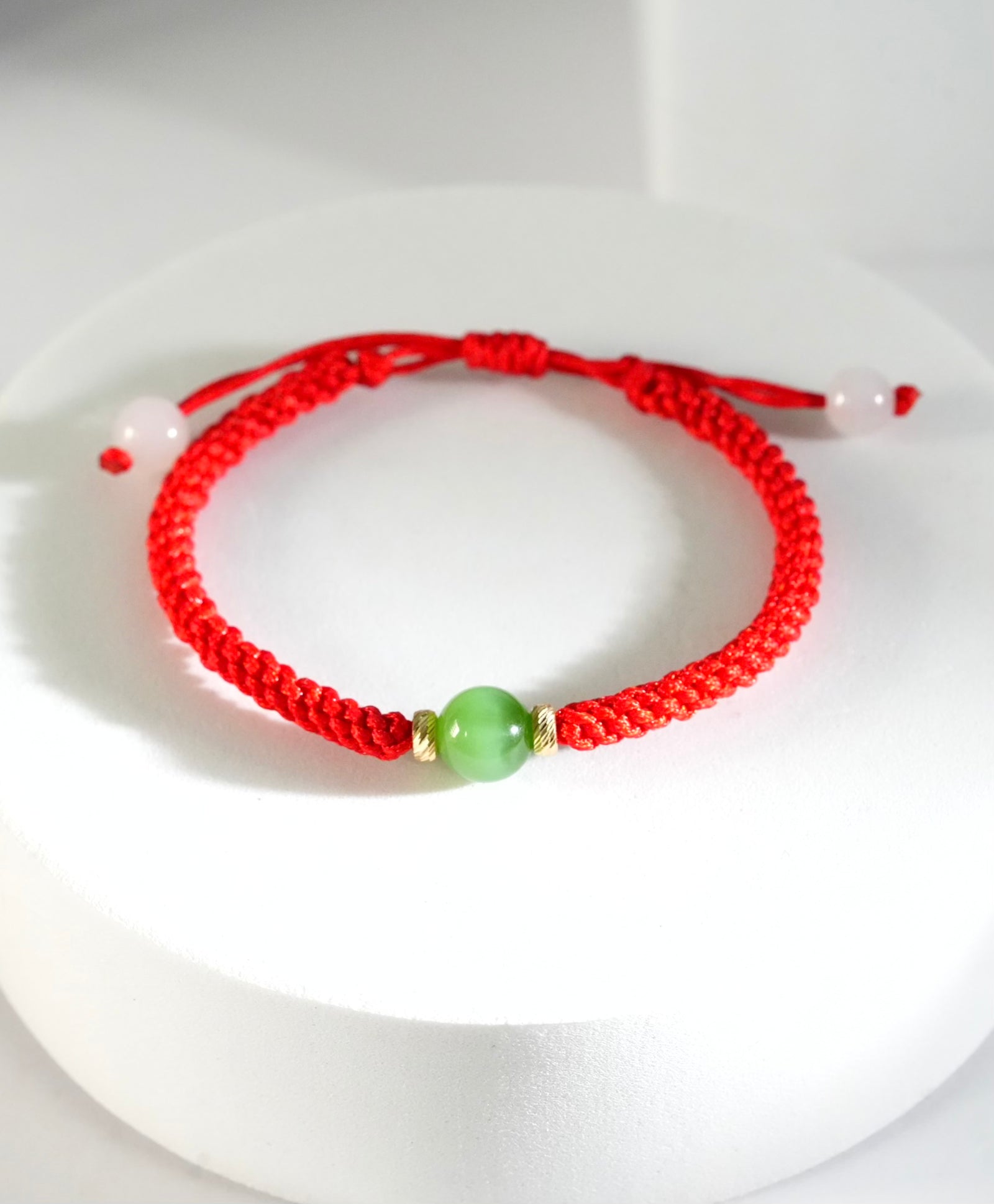 8mm Siberian Chatoyant Jade Red Cord Bracelet #1327