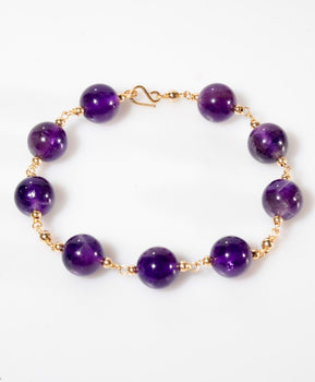 Amethyst Bracelet 10mm Natural Crystal Starry Night #3044