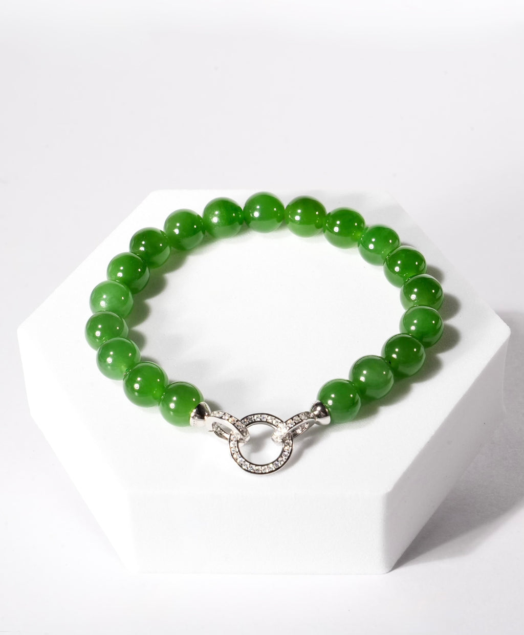 8mm Siberian Apple Green Beaded Bracelet #1867