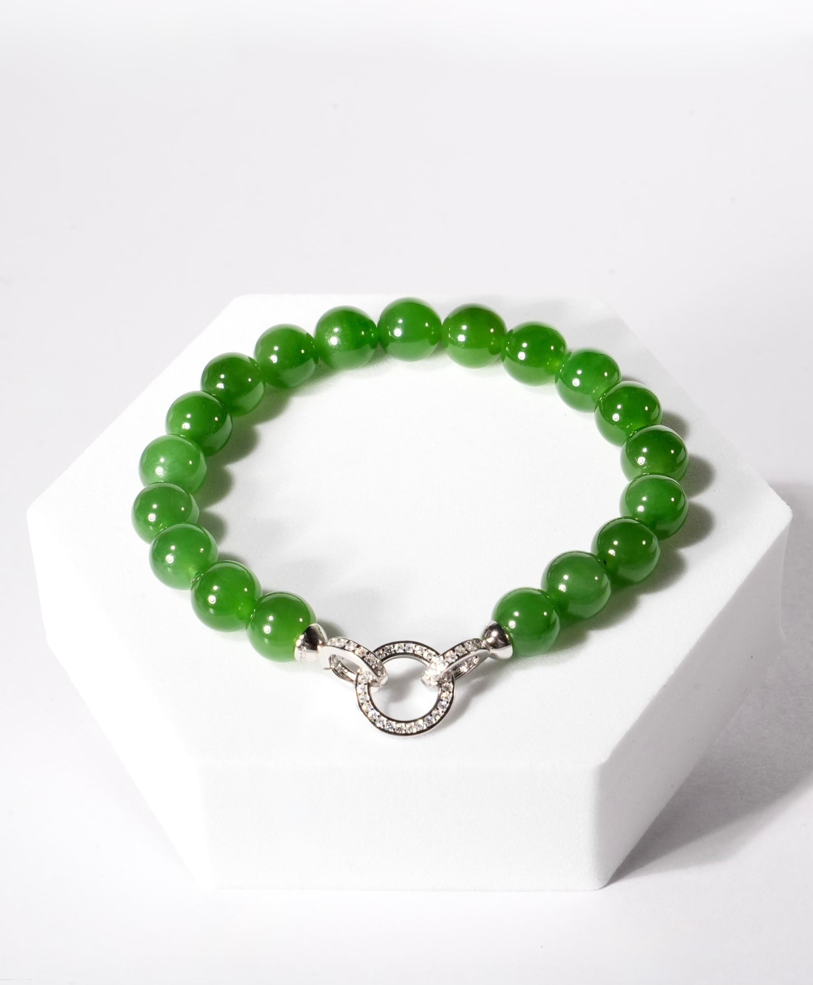 8mm Siberian Apple Green Beaded Bracelet #1867