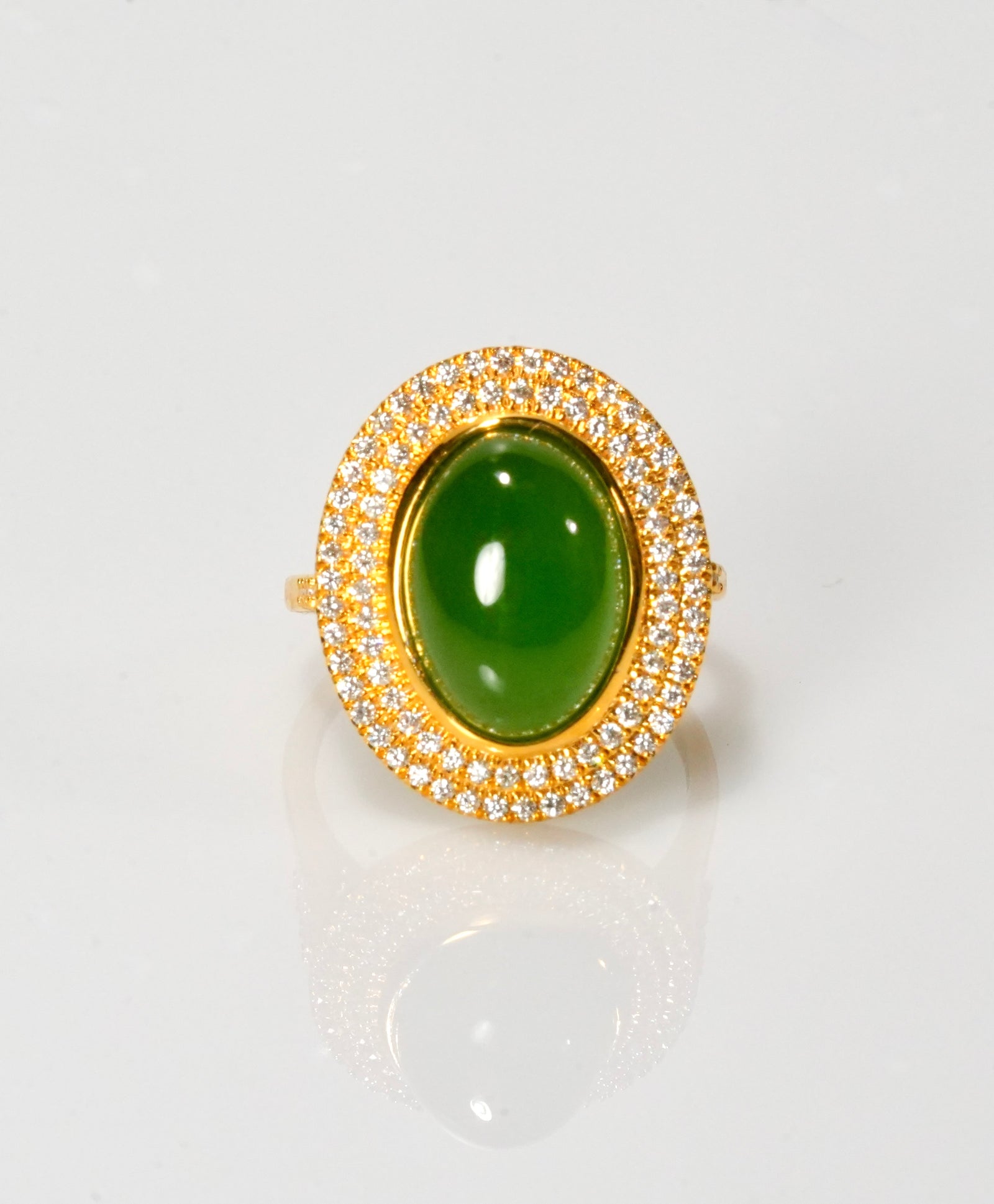 18K Siberian Jade Diamond Ring #2256