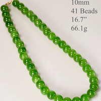 10mm Polar Jade Beaded Necklace #2963