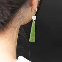 WHITE JADE & CANADIAN JADE EARRINGS  #1430