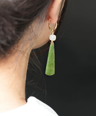 WHITE JADE & CANADIAN JADE EARRINGS  #1430