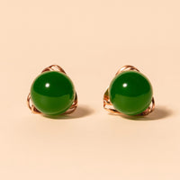 18K Siberian Jade Ear Studs #2165