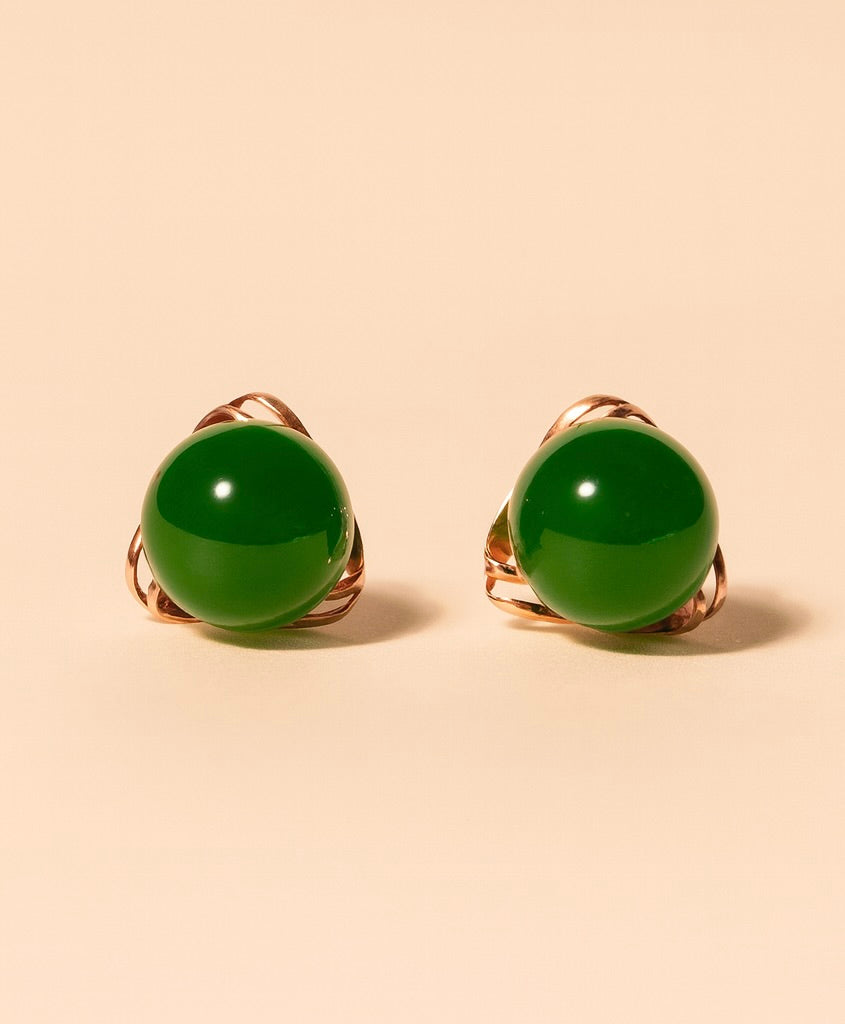 18K Siberian Jade Ear Studs #2165