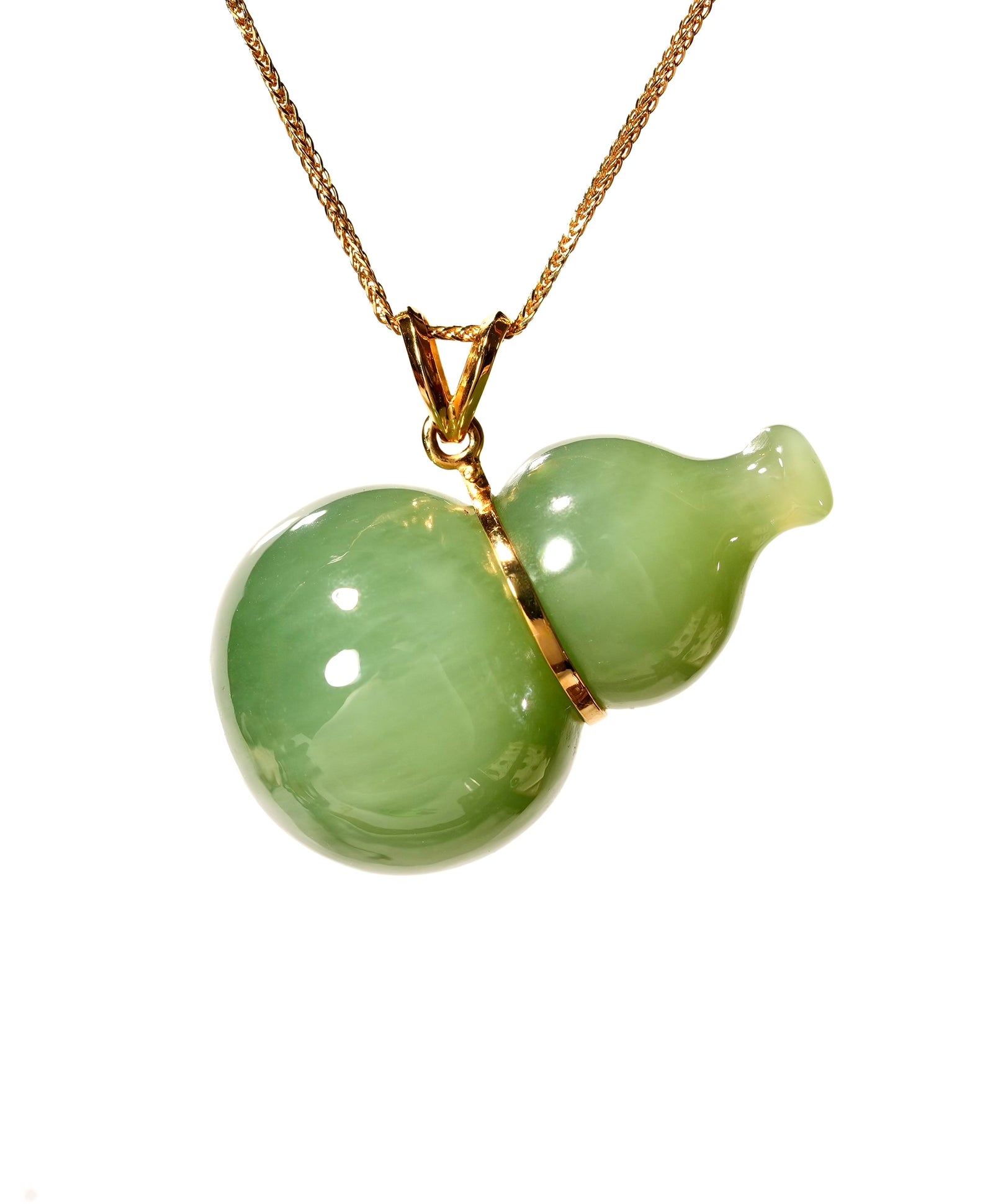 14K Chatoyant Jade Gourd Pendant #2122