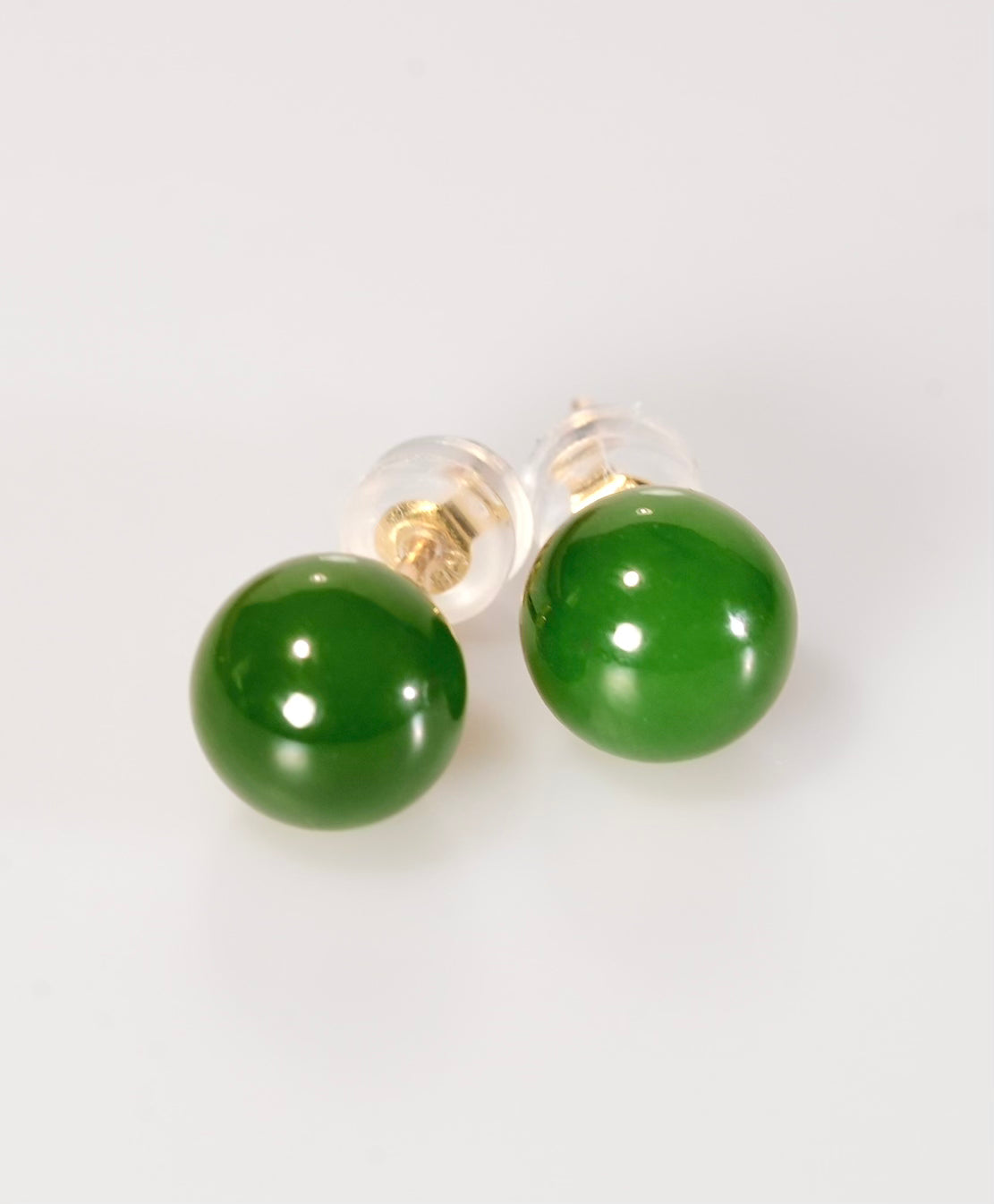14K 8mm Siberian Jade Ear Studs #2967