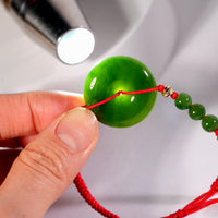 Polar Jade PI Peace Buckle Red Cord Bracelet #2617