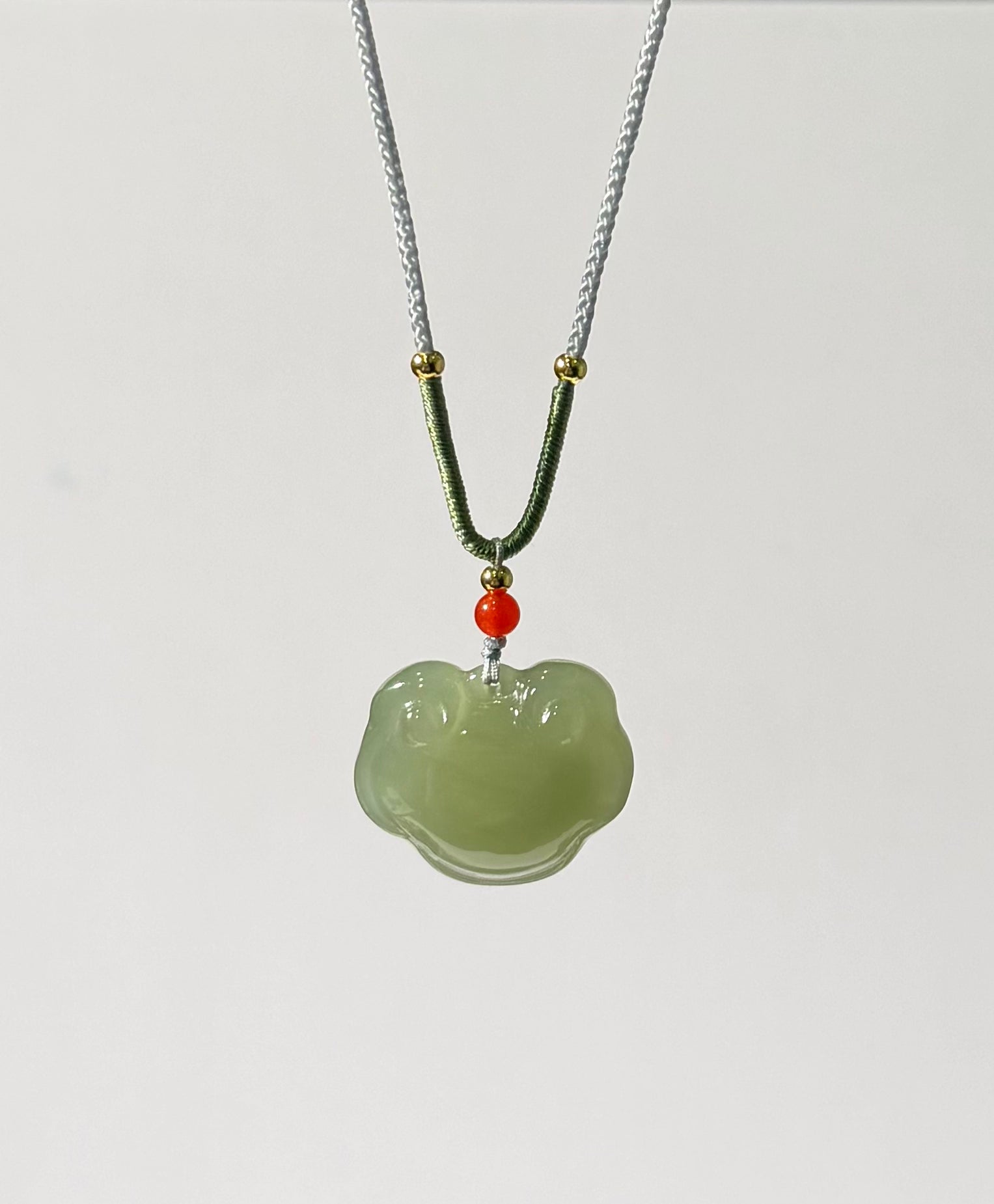 Hetian Jade Longevity Lock Ruyi Pendant Natural Jade 20mm #1542