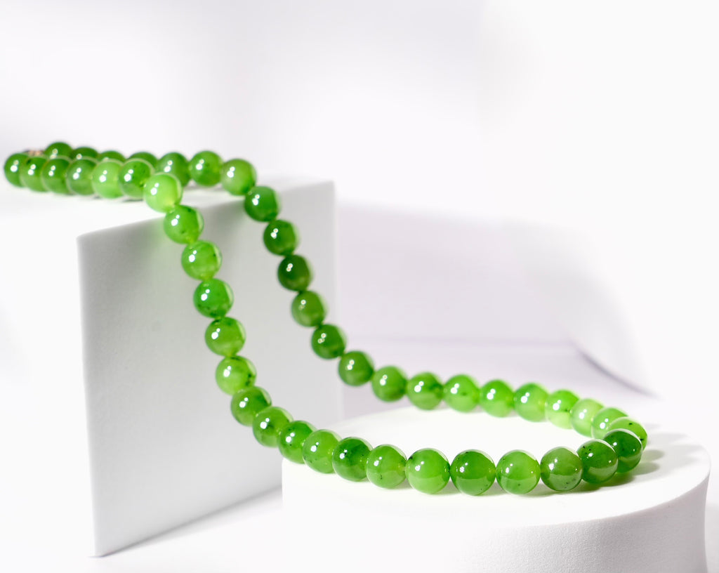10mm Polar Jade Beaded Necklace #2963